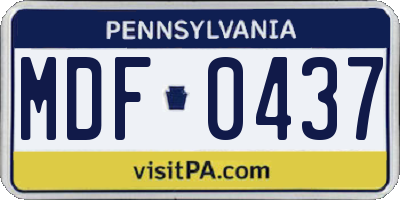 PA license plate MDF0437