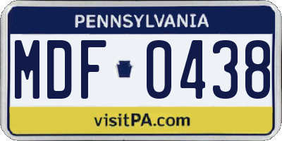 PA license plate MDF0438