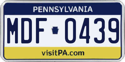 PA license plate MDF0439