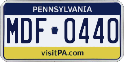 PA license plate MDF0440