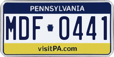 PA license plate MDF0441
