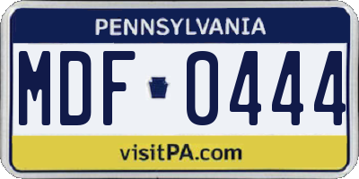 PA license plate MDF0444