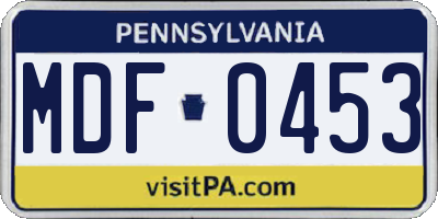 PA license plate MDF0453