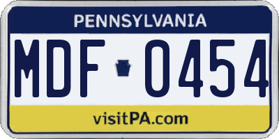 PA license plate MDF0454
