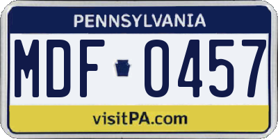 PA license plate MDF0457