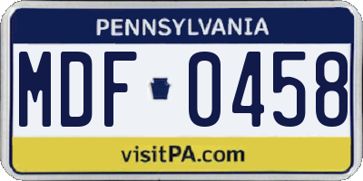 PA license plate MDF0458