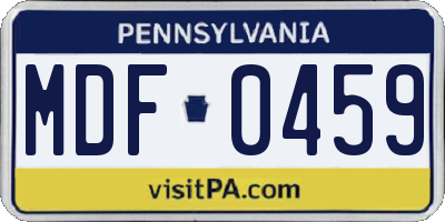 PA license plate MDF0459
