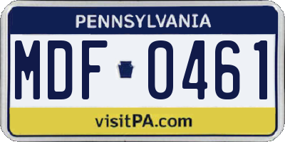 PA license plate MDF0461