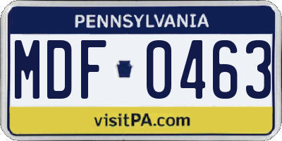 PA license plate MDF0463