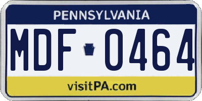 PA license plate MDF0464