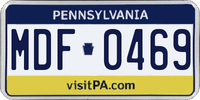 PA license plate MDF0469