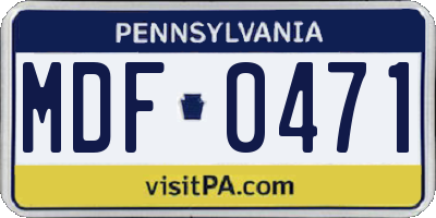 PA license plate MDF0471