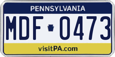 PA license plate MDF0473