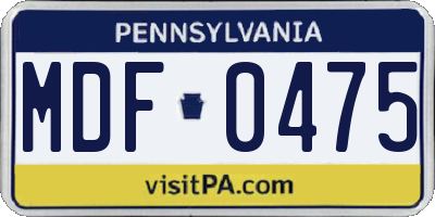PA license plate MDF0475