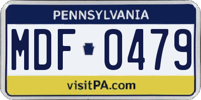PA license plate MDF0479