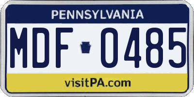 PA license plate MDF0485
