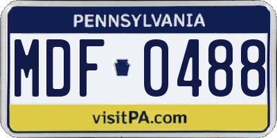 PA license plate MDF0488