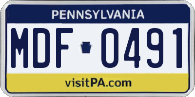 PA license plate MDF0491