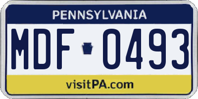 PA license plate MDF0493