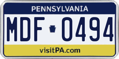 PA license plate MDF0494