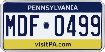 PA license plate MDF0499