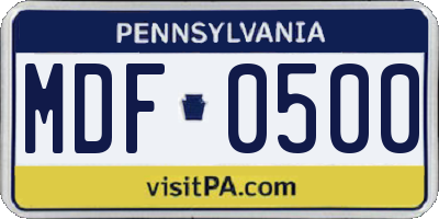 PA license plate MDF0500