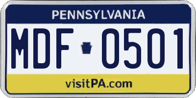 PA license plate MDF0501