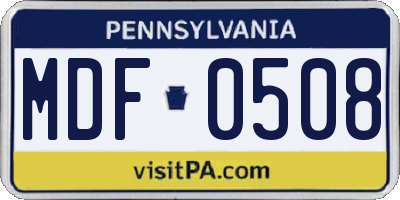PA license plate MDF0508