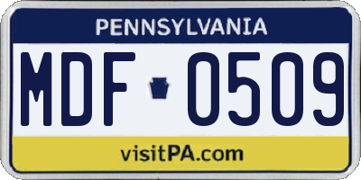 PA license plate MDF0509