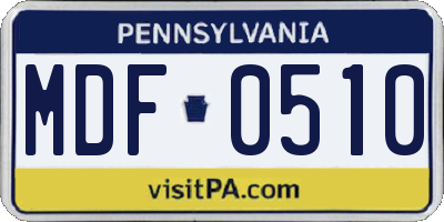 PA license plate MDF0510