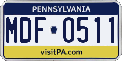 PA license plate MDF0511