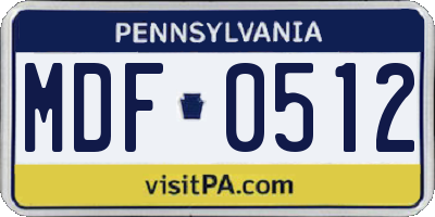 PA license plate MDF0512