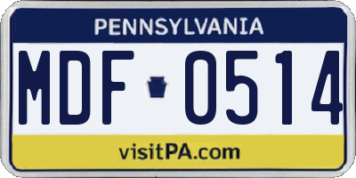 PA license plate MDF0514