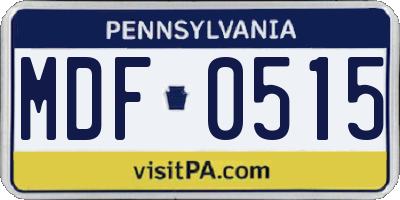 PA license plate MDF0515