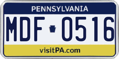 PA license plate MDF0516
