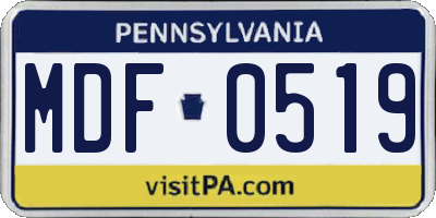 PA license plate MDF0519