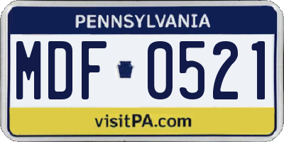 PA license plate MDF0521
