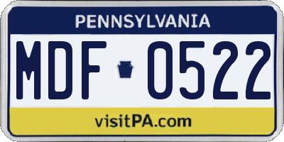 PA license plate MDF0522