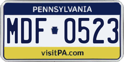 PA license plate MDF0523