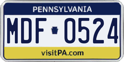 PA license plate MDF0524