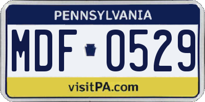 PA license plate MDF0529
