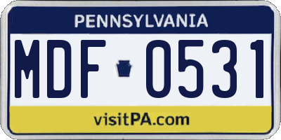 PA license plate MDF0531