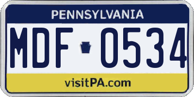 PA license plate MDF0534