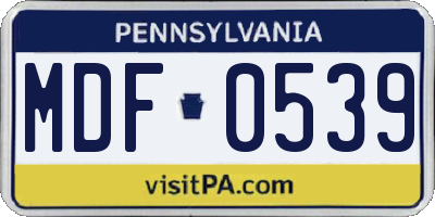 PA license plate MDF0539