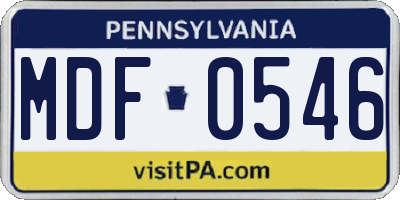 PA license plate MDF0546
