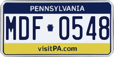 PA license plate MDF0548