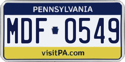 PA license plate MDF0549
