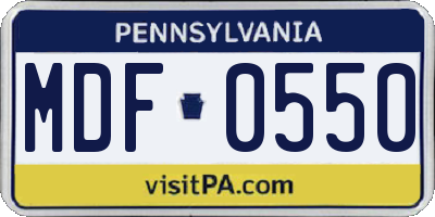 PA license plate MDF0550