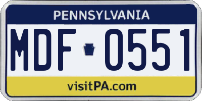 PA license plate MDF0551