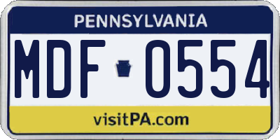 PA license plate MDF0554